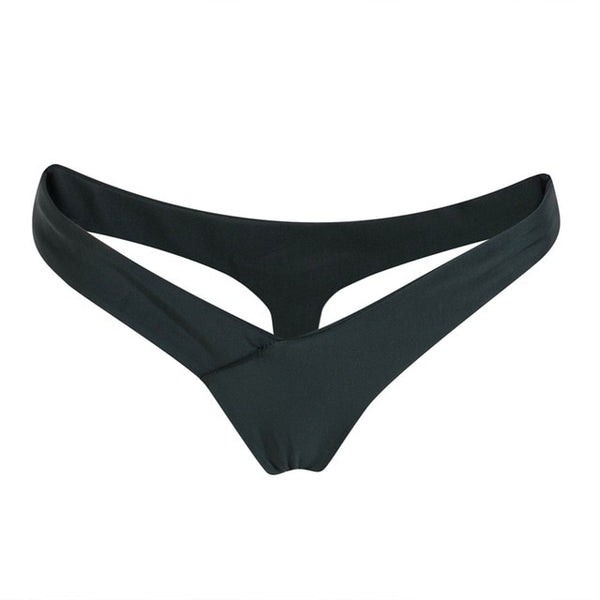 Hot Women Triangular Trunks Bikini Set Bottom Swimwear Cheeky Thong V Swim Trunks Sexy Women Beachwear Solid Black