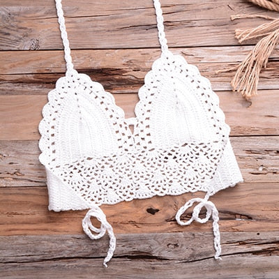 Have Lining Womans Bikini Top Sexy Crochet Knit Separate Female Swimsuit Push Up Bra Beachwear Plus Size Bathing Suits