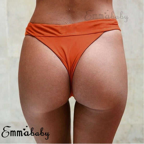 Hirigin Thong Bikini Bottom Women Swimwear 2019 New Sexy T Shorts Pure Color Brazilian Beachwear Women Bathing Suit 4 Color Hot