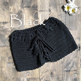 Summer Sexy Women Bikini Top Bandage Hollow-out Tassel Swimsuit With Sleeves Summer Crochet Top Swimwear 2020 Bikini
