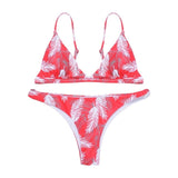 Women Stripe Bikini Set Padded Bra Tops Thong Bottoms Leopard Print Swimwear Swimsuit Bikini Sets