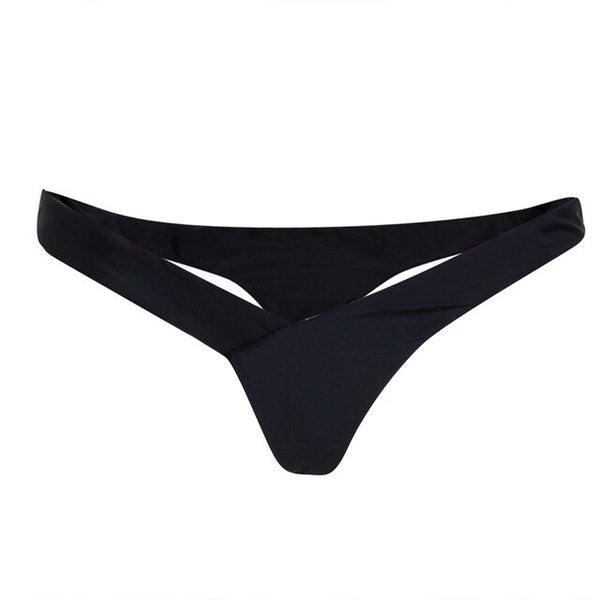 Hot Women Triangular Trunks Bikini Set Bottom Swimwear Cheeky Thong V Swim Trunks Sexy Women Beachwear Solid Black