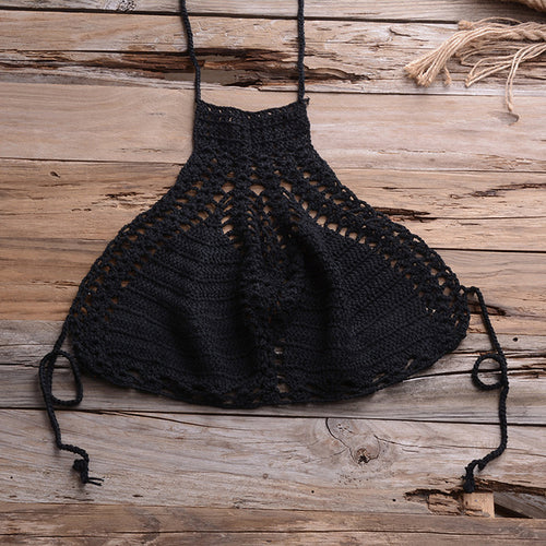 Sexy Crochet Bikinis Sets Handmade Knitted Cotton Swimwear Swimsuit Top + Bottom Bandage Women Sexy Beachwear Biquinis