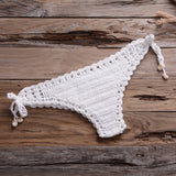 Sexy Crochet Bikinis Sets Handmade Knitted Cotton Swimwear Swimsuit Top + Bottom Bandage Women Sexy Beachwear Biquinis