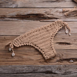 Sexy Crochet Bikinis Sets Handmade Knitted Cotton Swimwear Swimsuit Top + Bottom Bandage Women Sexy Beachwear Biquinis