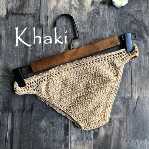 Women Sexy Crochet Bikini Bottom Boho Thong Swimwear Handmade Swimsuit Knitting Shorts