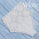High Waist Bikini Plus Size Bottoms Thong Womens 2020 Crochet Flower Hollow Out Swimsuit Shorts Brazilian Bikini Swimwear