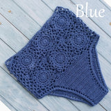 High Waist Bikini Plus Size Bottoms Thong Womens 2020 Crochet Flower Hollow Out Swimsuit Shorts Brazilian Bikini Swimwear