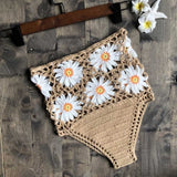 Crochet Flower High Waist Bikini Panties Bottoms Separate Women's Swimsuit Shorts 2019 Crochet Bathing Suit Underwear Cotton Wom
