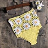 Crochet Flower High Waist Bikini Panties Bottoms Separate Women's Swimsuit Shorts 2019 Crochet Bathing Suit Underwear Cotton Wom