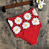 Crochet Flower High Waist Bikini Panties Bottoms Separate Women's Swimsuit Shorts 2019 Crochet Bathing Suit Underwear Cotton Wom