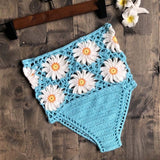 Crochet Flower High Waist Bikini Panties Bottoms Separate Women's Swimsuit Shorts 2019 Crochet Bathing Suit Underwear Cotton Wom