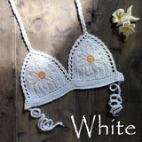 9 Color 2019 Sexy Bikini Top Women's Halter Neck Crop Top V Knit Crochet Cami Summer Fashion Bikini Lace Crochet Hollow Out Bra