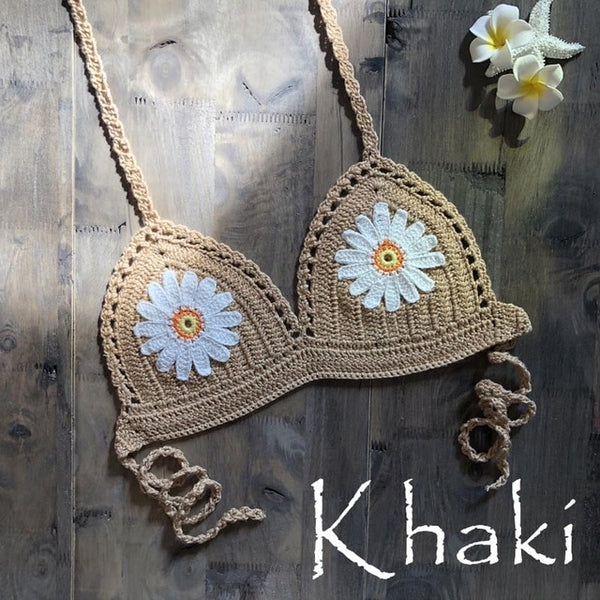 9 Color 2019 Sexy Bikini Top Women's Halter Neck Crop Top V Knit Crochet Cami Summer Fashion Bikini Lace Crochet Hollow Out Bra