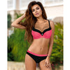2019 Women Bikini Set Sexy Padded Bathing Suit Swimwsuit Solid Swimwear Halter Top Striped Bottom Summer Beachwear Strap Biquini