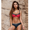 2019 Women Bikini Set Sexy Padded Bathing Suit Swimwsuit Solid Swimwear Halter Top Striped Bottom Summer Beachwear Strap Biquini