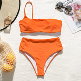 In-X High waist bikinis 2020 mujer Neon swimsuit female one shoulder swimwear women Bandeau top Sexy green bathing suit bathers
