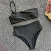 In-X High waist bikinis 2020 mujer Neon swimsuit female one shoulder swimwear women Bandeau top Sexy green bathing suit bathers