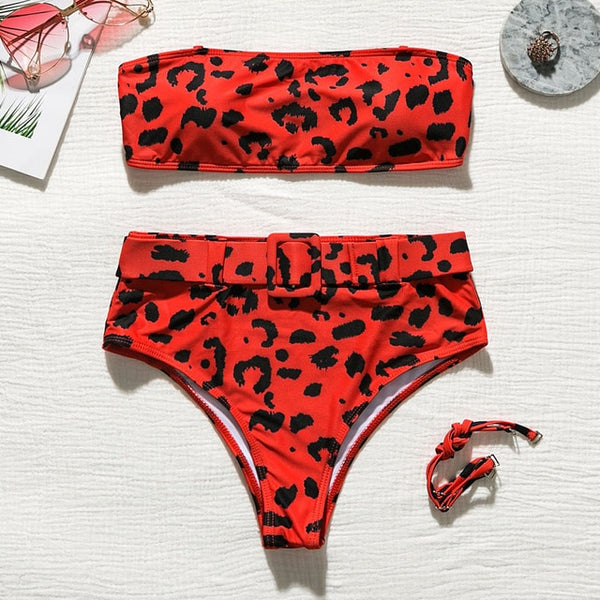 In-X High waist bikinis 2020 mujer Neon swimsuit female one shoulder swimwear women Bandeau top Sexy green bathing suit bathers